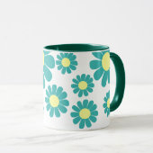 Mug de monogramme Turquoise Daisy (Devant droit)