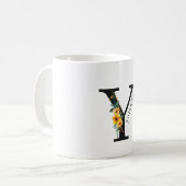 Mug de monogramme Y floral avec nom modifiable (Devant gauche)