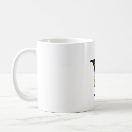 Mug de monogramme Y floral avec nom modifiable (Gauche)