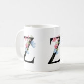 Mug de monogramme Z initial floral (Devant gauche)