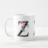 Mug de monogramme Z initial floral (Gauche)