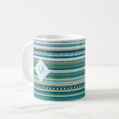 Mug de Motif bleu Turquoise monogramme (Devant gauche)