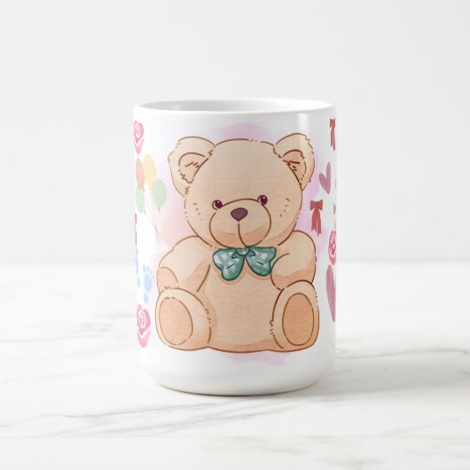 Mug de Naissance Ourson & Cœurs Mignon (Centre)
