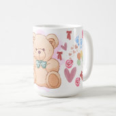 Mug de Naissance Ourson & Cœurs Mignon (Devant droit)