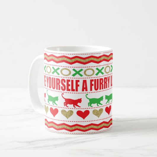 Mug de Noël 11 oz. "Feu de chat" (Devant gauche)