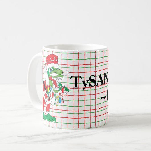 Mug de Noël 11 oz. TySANTAsaurus Rex (Devant gauche)