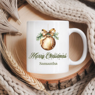 Mug de Noël au nom personnalisé de style neutre et