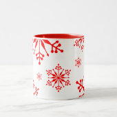 Mug de Noël aux flocons de neige en rouge. (Centre)