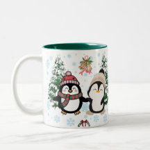 Mug de Noël aux manchots mignons