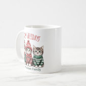 Mug de Noël avec chat mignon | Nom de famille pers (Devant gauche)