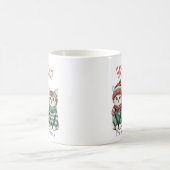 Mug de Noël avec chat mignon | Nom de famille pers (Centre)