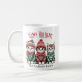 Mug de Noël avec chat mignon | Nom de famille pers (Gauche)