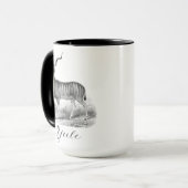 Mug de Noël avec gravure antique de cerf dit Yule. (Devant gauche)