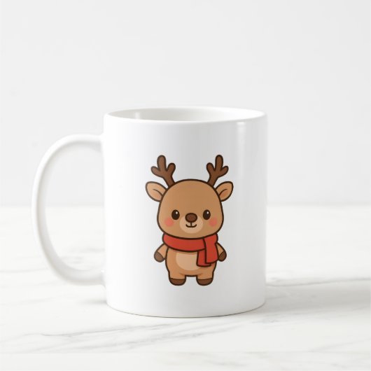 Mug de Noël avec Renne Mignon et Écharpe (Gauche)