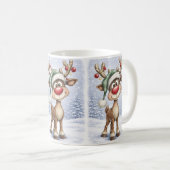 Mug de Noël avec un renne mignon (Devant droit)