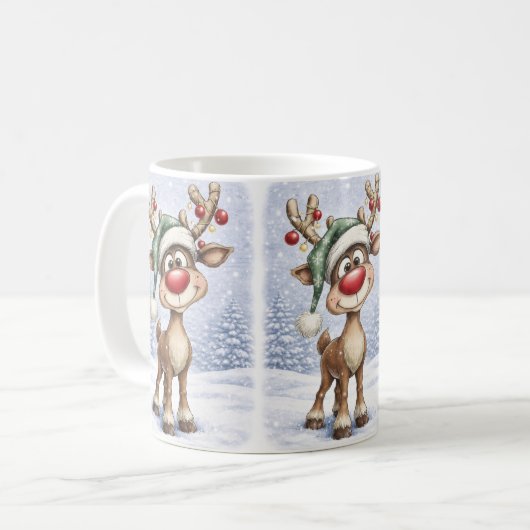 Mug de Noël avec un renne mignon (Devant gauche)
