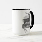 Mug de Noël avec une belle gravure de cerf antique (Devant droit)