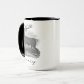Mug de Noël avec une belle gravure de cerf antique (Devant gauche)