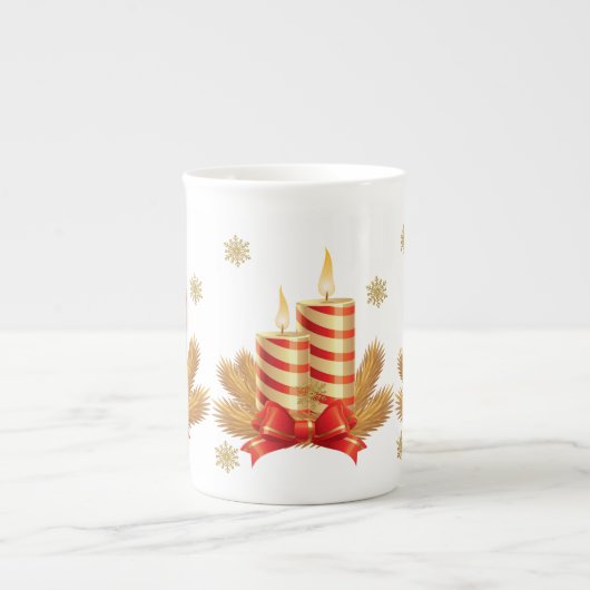 Mug de Noël, Bougie de Noël en or rouge (Devant)