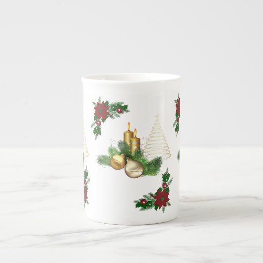 Mug de Noël, Bougie dorée de Noël (Devant)