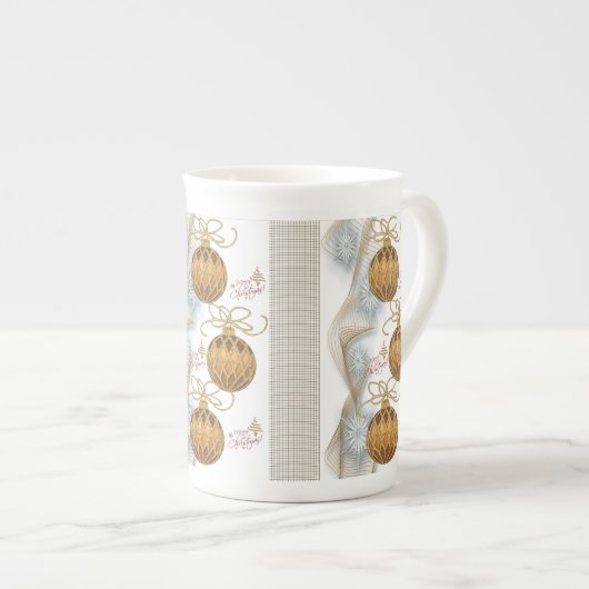 Mug de Noël, boules d'or (Devant droit)