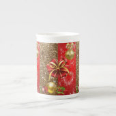 Mug de Noël, Bow d'or rouge (Devant)