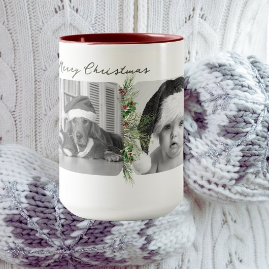 Mug de Noël branché | Cadre de verdure photo perso