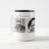 Mug de Noël branché | Triple photo moderne personn (Devant gauche)