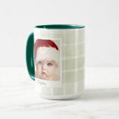 Mug de Noël branché | Vert double photo personnali (Devant gauche)