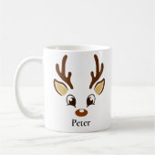 Mug de Noël Brown renne personnalisé (Gauche)