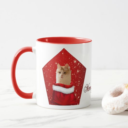 Mug de Noël Chat Angora (Avec donut)