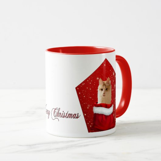 Mug de Noël Chat Angora (Devant droit)