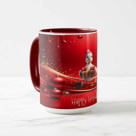 Mug de Noël de canard mignon de vacances (Devant gauche)