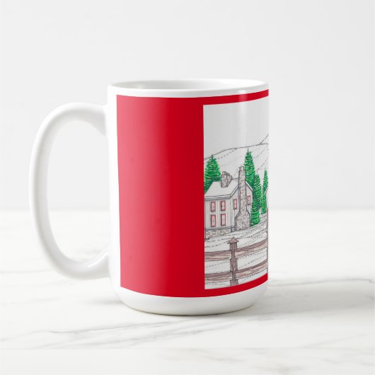 Mug de Noël de ferme en pierre de 15 oz (Gauche)