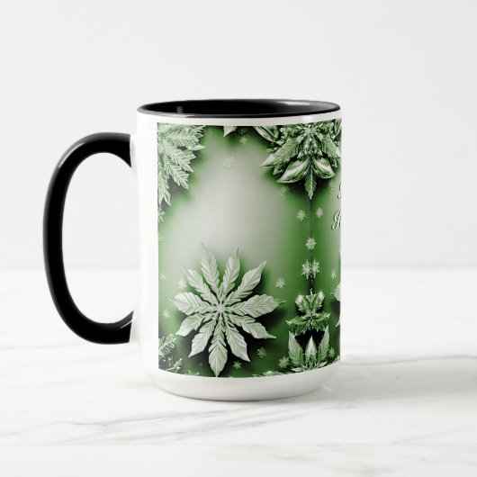 Mug de Noël de Fleurs vertes (Gauche)