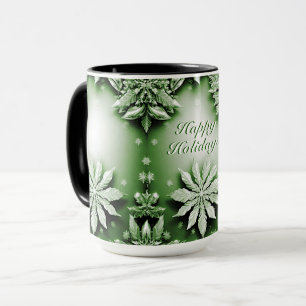 Mug de Noël de Fleurs vertes