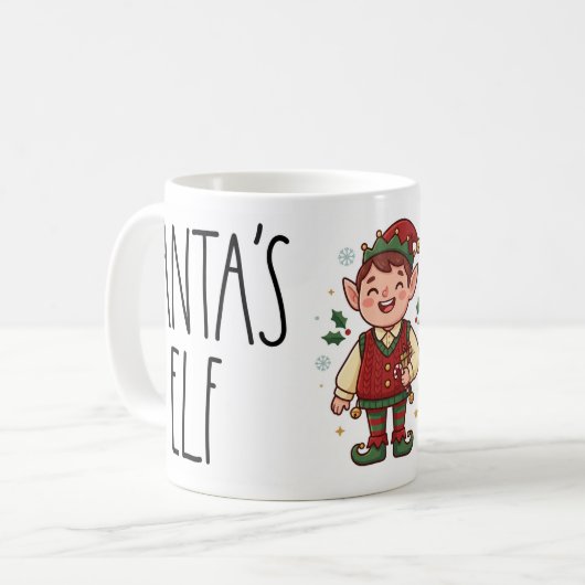 Mug de Noël de l'elfe du Père Noël mignon (Devant gauche)