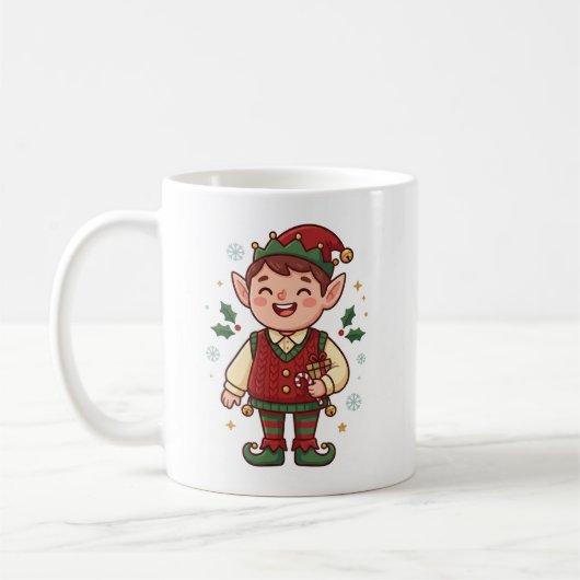 Mug de Noël de l'elfe du Père Noël mignon (Gauche)