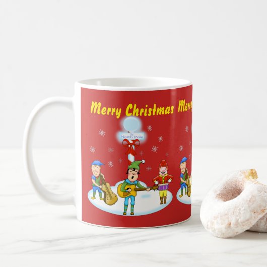 Mug de Noël des elfes de musique (Avec donut)