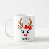 Mug de Noël des filles personnalisées Reindeer (Gauche)