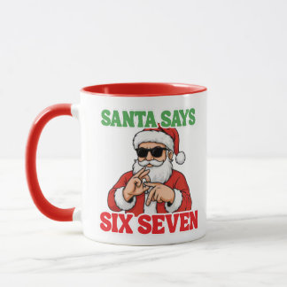 Mug de Noël drôle 67 Meme Santa dit SIX SEPT