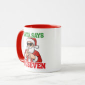Mug de Noël drôle 67 Meme Santa dit SIX SEPT (Devant gauche)