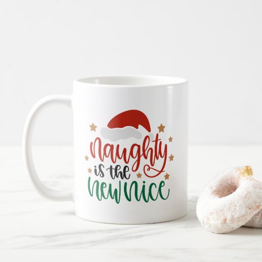 Mug de Noël drôle Naughty Is New Nice (Avec donut)