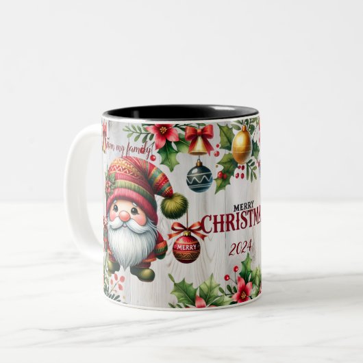 Mug de Noël festif avec gnomes, vue saisonnière (Devant gauche)