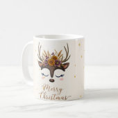 Mug de Noël Fleuris Renne Mignon (Devant gauche)