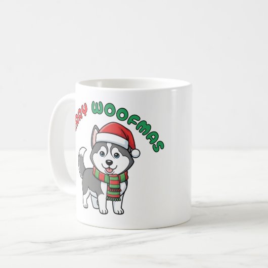 Mug de Noël Husky : Joyeux Woofmas (Devant gauche)