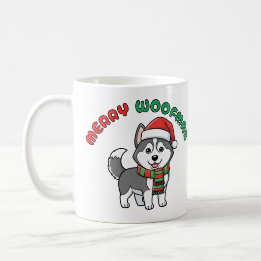 Mug de Noël Husky : Joyeux Woofmas (Gauche)