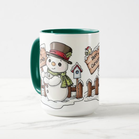 Mug de Noël joyeux de Snowman (Devant gauche)
