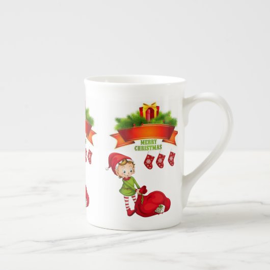 Mug de Noël, Joyeux Noël, Elfe (Droite)