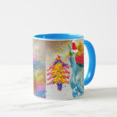 Mug de Noël Licorne de Père Noël Bleu (Devant droit)